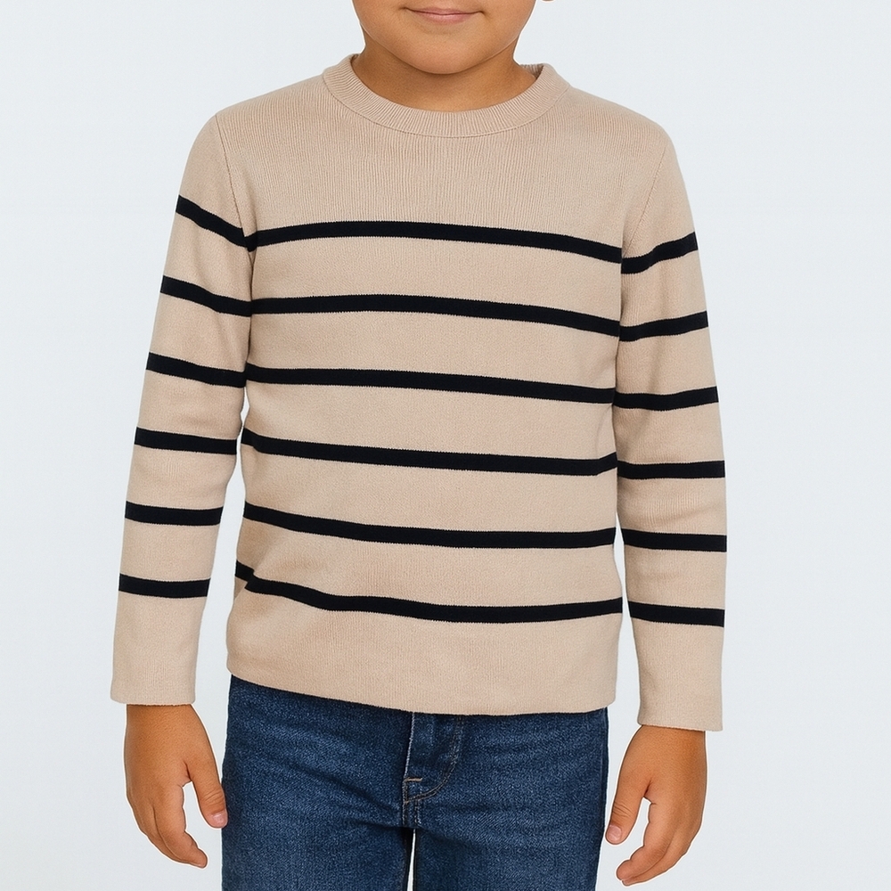 H&M/Boys Fine Knit Striped Beige and Black‎ Sweater